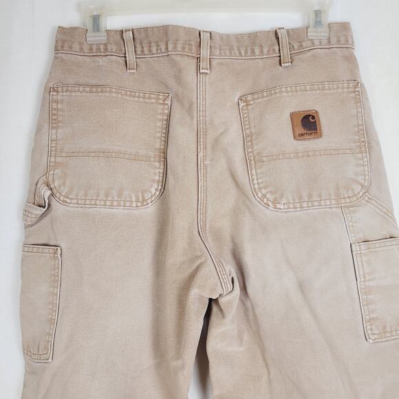 Carhartt mens distressed tan carpenter jeans size 34x32 - Picture 3 of 6